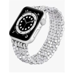Mofree Silver Beaded Stretch Band for Apple Watch Multi Strand Bracelet